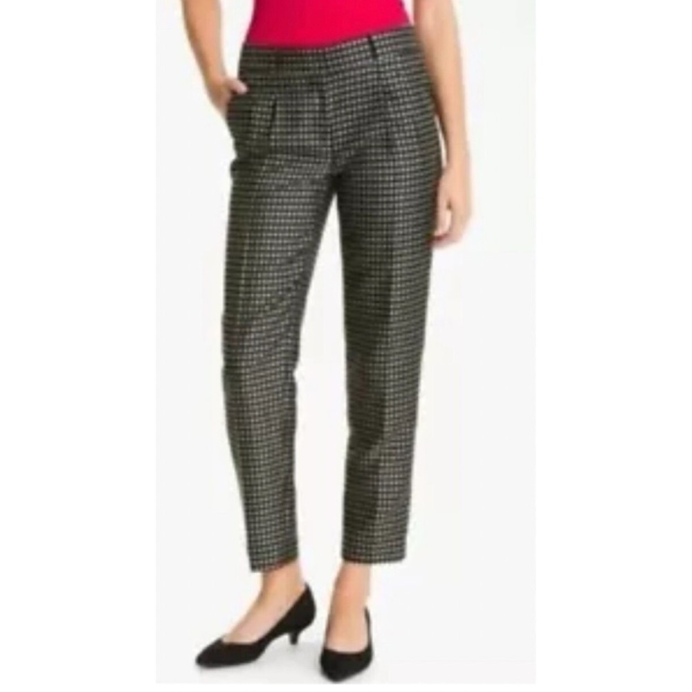 Kate Spade Dress Pants Womens 6 Black Polka Dot Pleated Tapered Ankle